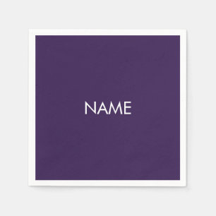 Serviette En Papier Personnaliser avec nom, texte minimaliste violet v