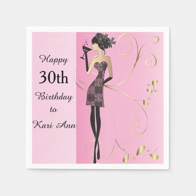 Serviette En Papier Personnaliser Classy Birthday Girl (Devant)