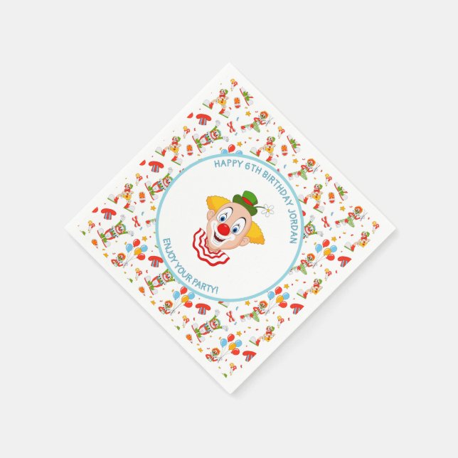 Serviette En Papier Personnaliser Clown Anniversaire Fête Petit Garçon (Coin)