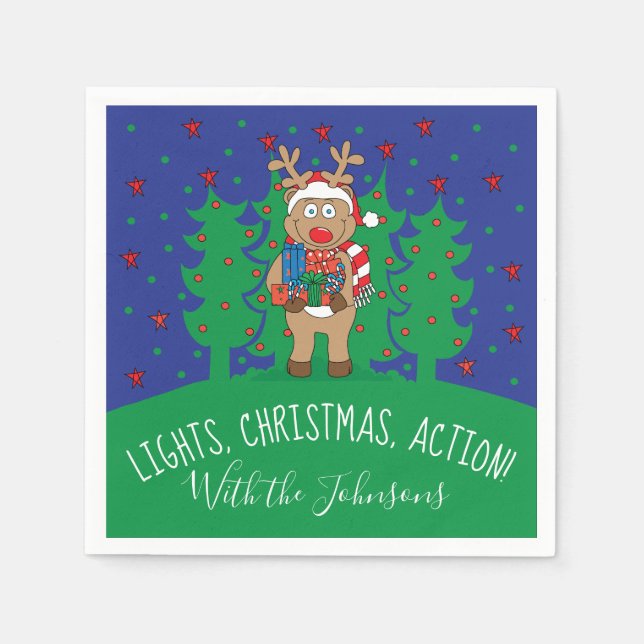 Serviette En Papier Personnaliser Cocktail de Noël Serviettes Rennes (Devant)