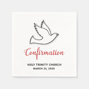 Serviette En Papier Personnaliser de confirmation Dove avec rouge