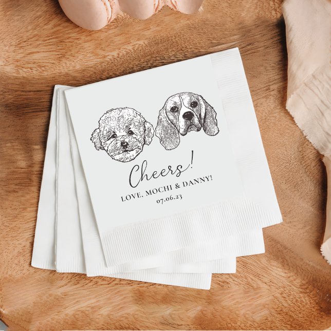 Serviette En Papier Personnaliser deux animaux Cocktail Mariage de ser (Créateur téléchargé)