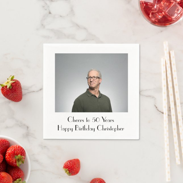 Serviette En Papier Personnaliser la fête d'anniversaire de la photo p (En situation)