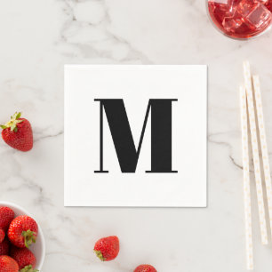 Serviette En Papier Personnaliser monogramme initial noir blanc