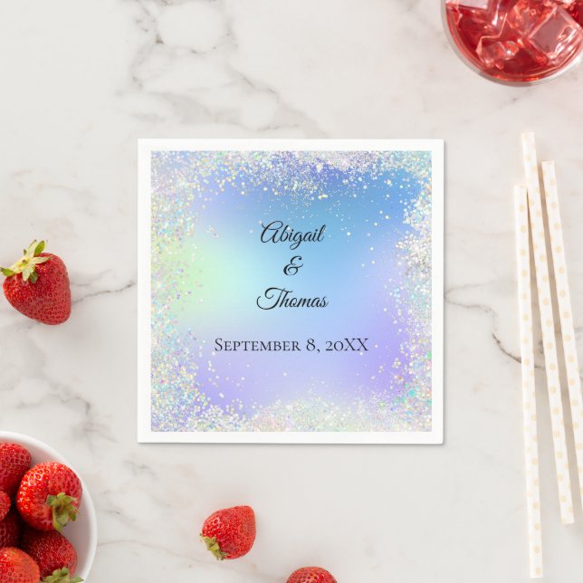 Serviette En Papier Personnaliser Parties scintillant Bleu violet Mari (En situation)