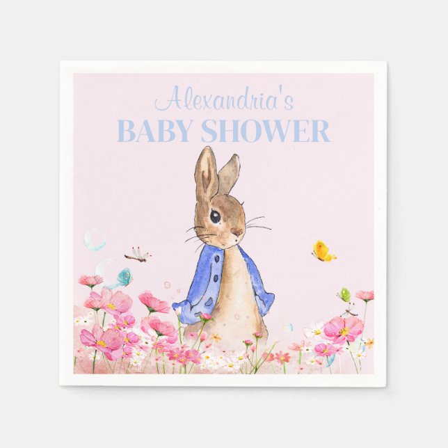 Serviette En Papier Personnaliser Pierre le lapin Baby shower Napkin (Devant)