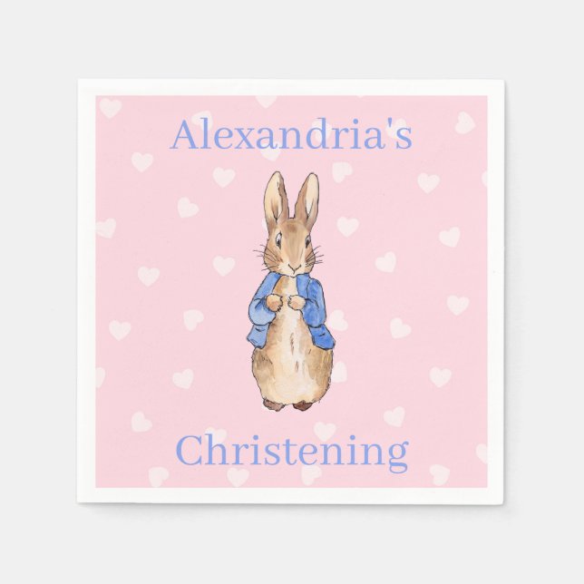 Serviette En Papier Personnaliser Pierre le lapin Christening (Devant)