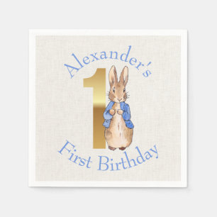 Serviette En Papier Personnaliser Pierre le lapin Premier anniversaire
