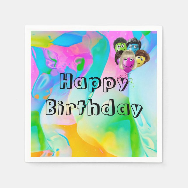 Serviette En Papier Personnes fête d'anniversaire Ballons (Devant)