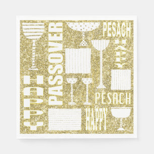 Serviette En Papier Pessah Standard Napkins "Passover Gold"