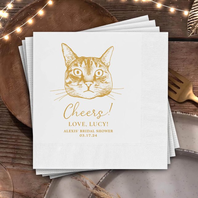Serviette En Papier Pet Cat Cheers Cocktail Personnalisé Napkin (Créateur téléchargé)