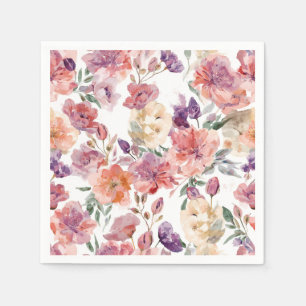 Serviette En Papier Pétales de pêche Fleurs aquarelles Botanique Flora
