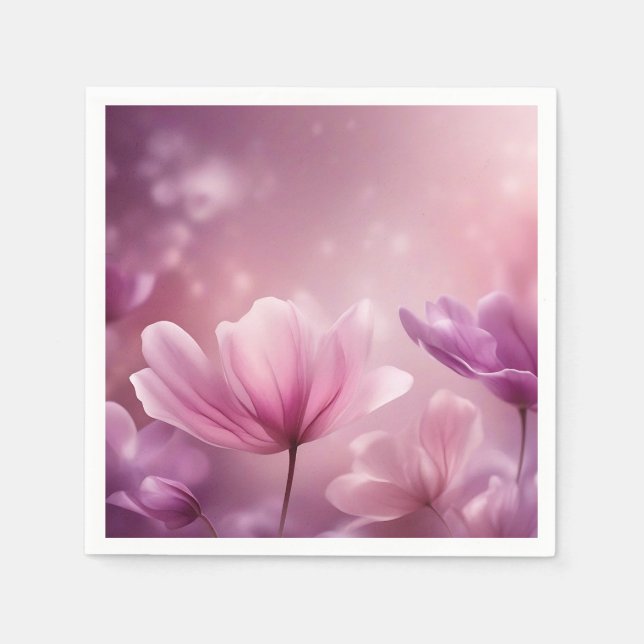 Serviette En Papier Pétales Délicates En Rose Et Violet (Devant)