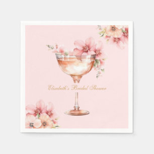 Serviette En Papier Pétales d'or rose et cocktail Prosecco