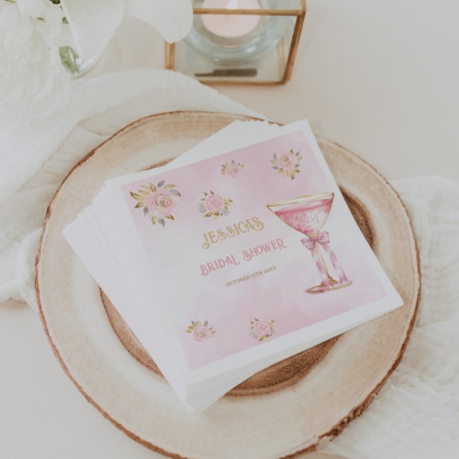Serviette En Papier Pétales et Prosecco Fête des mariées d'or rose (Créateur téléchargé)
