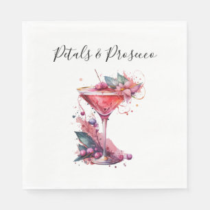Serviette En Papier Pétales et Prosecco Fête des mariées florale rose