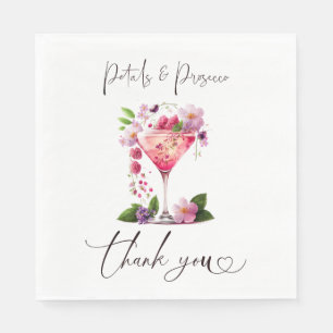 Serviette En Papier Pétales et Prosecco Fête des mariées florale rose