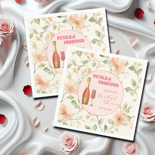 Serviette En Papier Pétales et Prosecco Or Fleurs Mariage