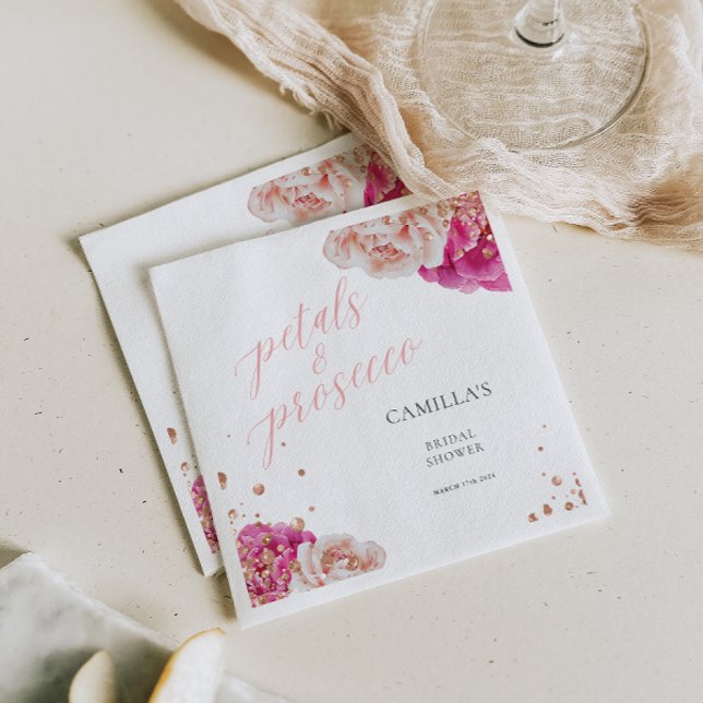 Serviette En Papier Pétales et scénario Prosecco floral étincelant (Créateur téléchargé)
