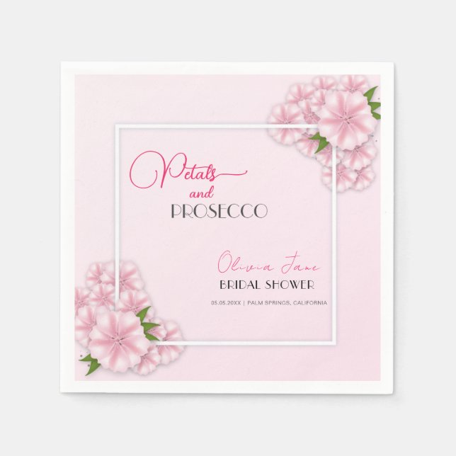 Serviette En Papier Pétales & Prosecco Arc Floral Pink Bride (Devant)