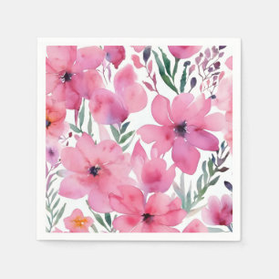 Serviette En Papier Pétales roses   Fleurs peintes aquarelle florale