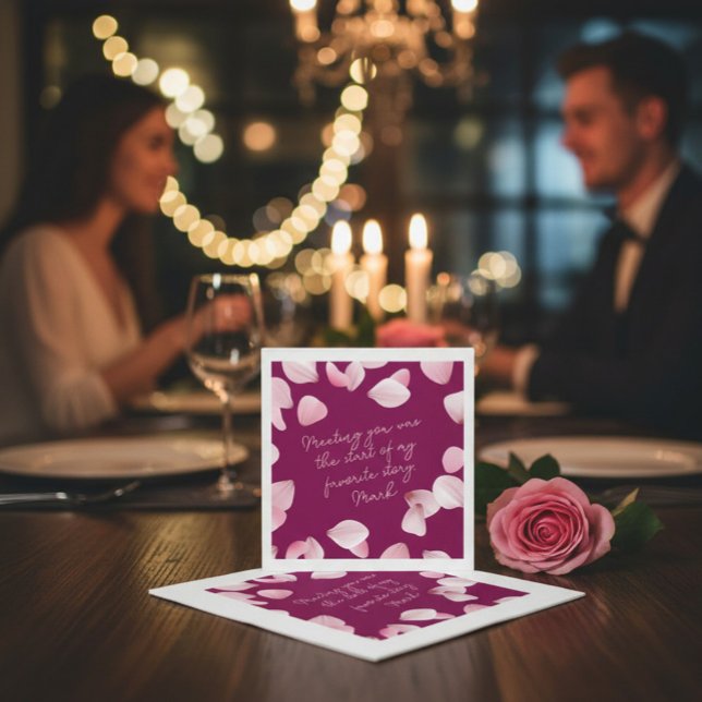 Serviette En Papier Pétales roses romantiques note d'amour  (Créateur téléchargé)