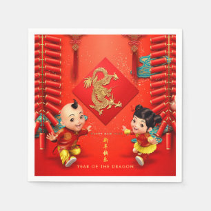 Serviette En Papier Pétards traditionnels Dragon chinois Année PPN