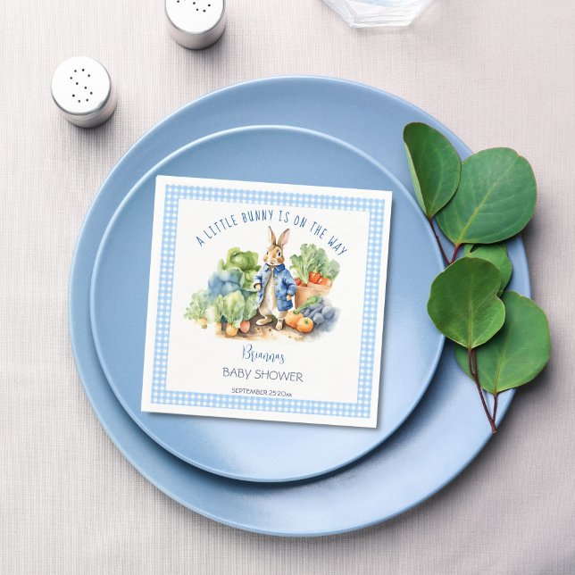 Serviette En Papier Peter lapin bébé baby shower imprimé (Peter rabbit baby boy baby shower monogram printed napkins template personalized tableware decor)
