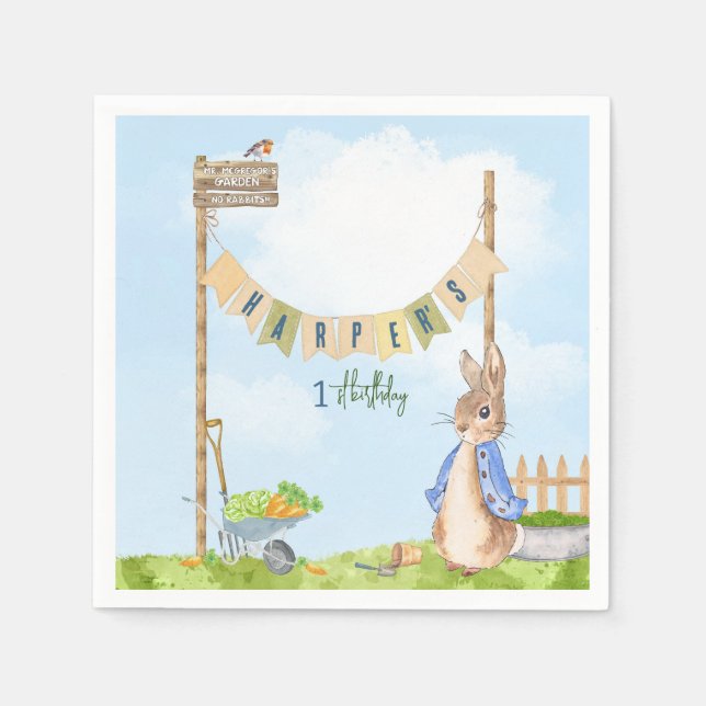 Serviette En Papier Peter le lapin Anniversaire Jardin Fête (Devant)