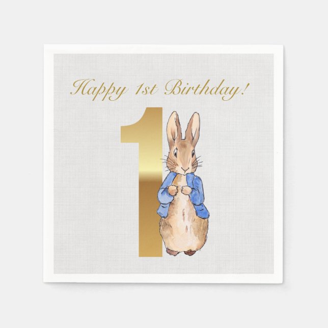 Serviette En Papier Peter le lapin Joyeux 1er anniversaire (Devant)