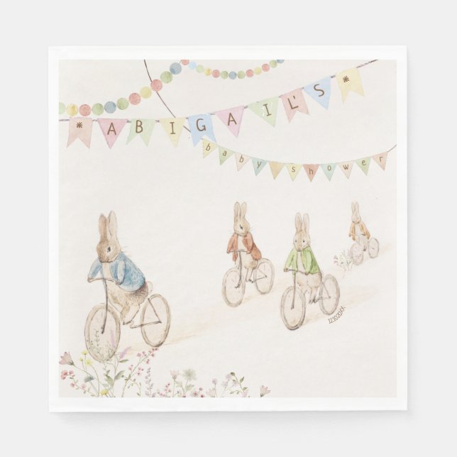 Serviette En Papier Peter le lapin lapin Baby shower neutre entre les  (Devant)