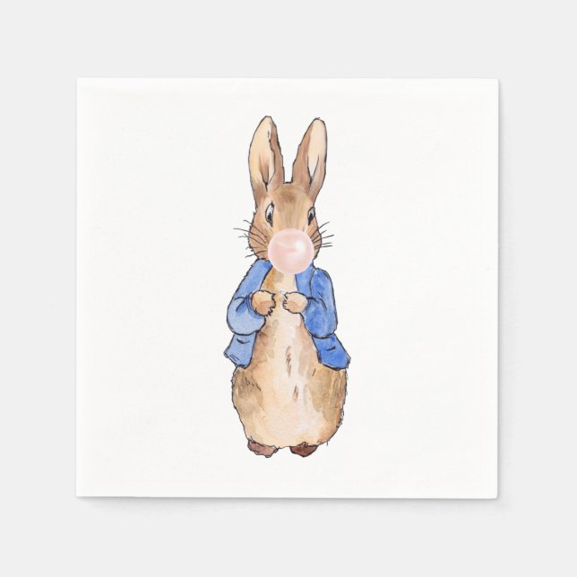 Serviette En Papier Peter le lapin souffler une gomme à bulle blanche (Devant)