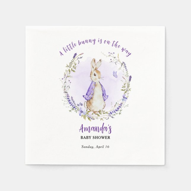 Serviette En Papier Peter Rabbit Baby shower violet (Devant)