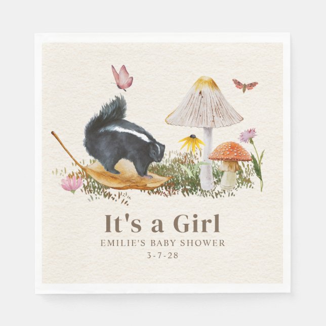 Serviette En Papier Petit Adulte Woodland Skunk Girl Baby shower (Devant)