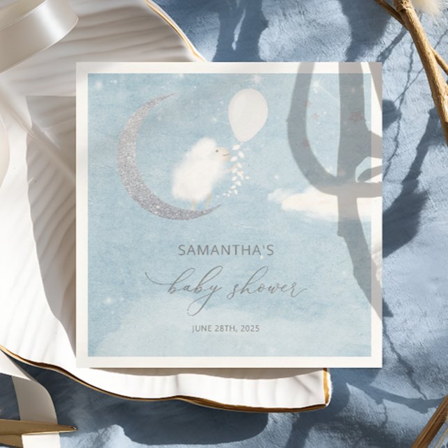 Serviette En Papier Petit agneau sur la lune Baby shower serviettes (Créateur téléchargé)