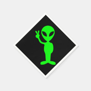 Serviette En Papier Petit Alien paisible vert