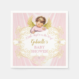 Serviette En Papier Petit ange sur son chemin ailes de fille en or ros