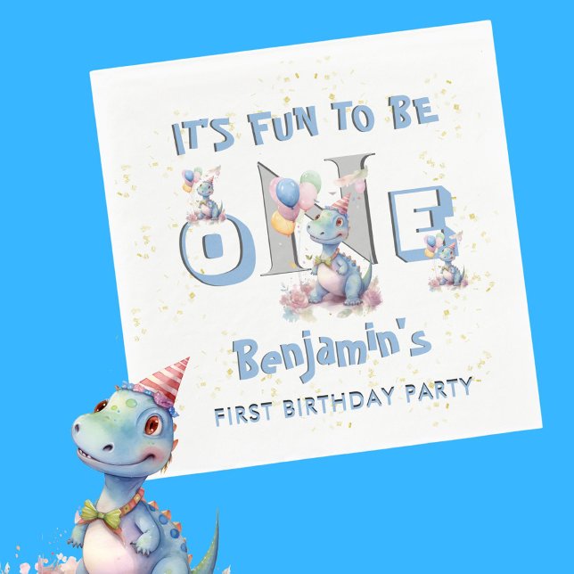 Serviette En Papier Petit Anniversaire Amusant Un Dinosaure Déjeuner (Créateur téléchargé)