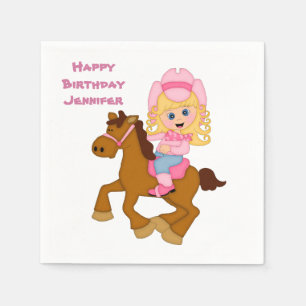 Serviette En Papier Petit anniversaire de cow-girl et de poney