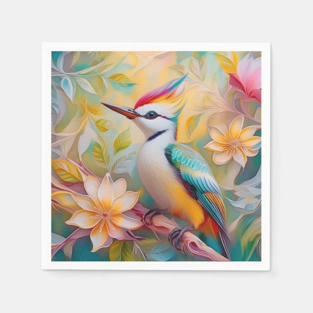 Serviette En Papier Petit arc-en-ciel Pic Imaginaire Oiseau (Devant)