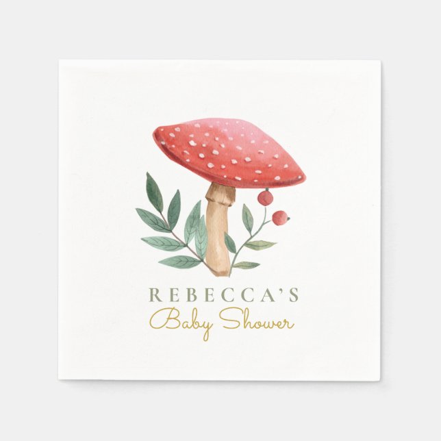 Serviette En Papier Petit Baby shower aux champignons (Devant)