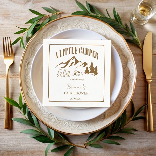 Serviette En Papier Petit baby shower boho de camper personnalisé (Little camper boho baby shower personalized napkins template mountain adventure monogrammed napkins)