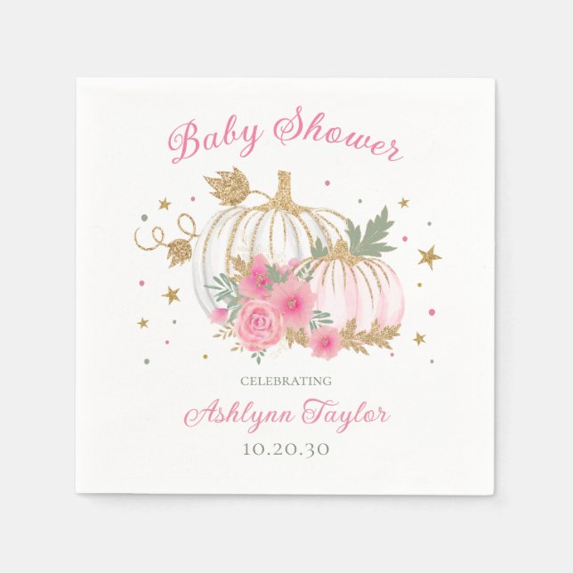 Serviette En Papier Petit Baby shower Citrouille Twin Girl (Devant)