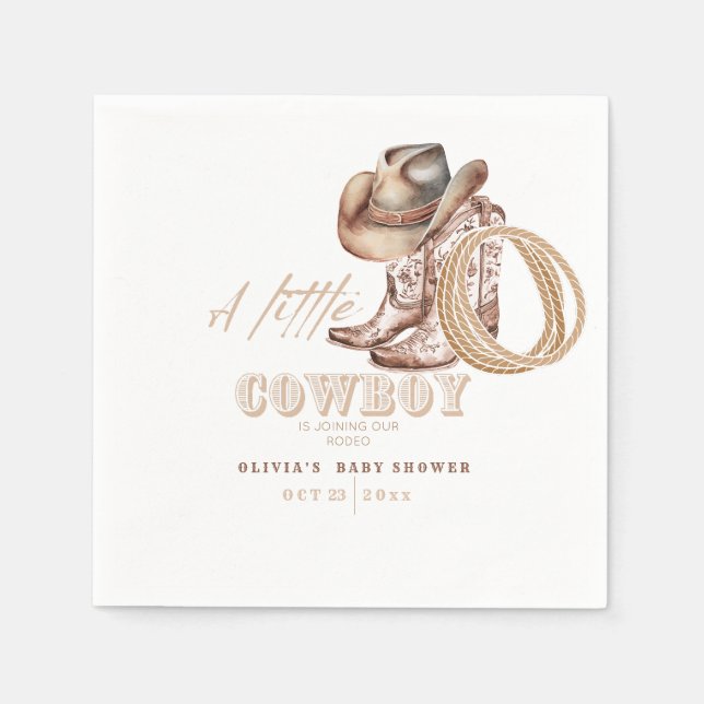 Serviette En Papier Petit Baby shower Cowboy (Devant)