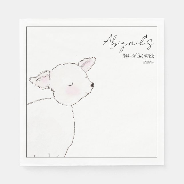 Serviette En Papier Petit Baby shower d'agneau (Devant)