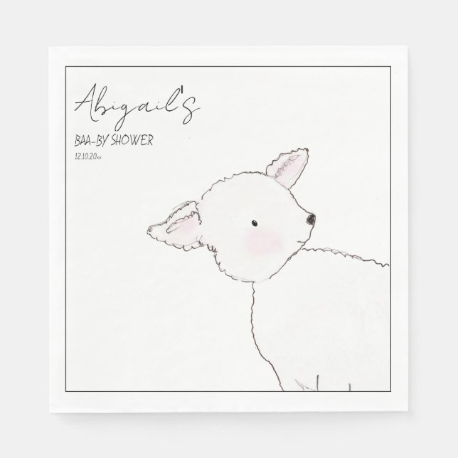 Serviette En Papier Petit Baby shower d'agneau (Devant)