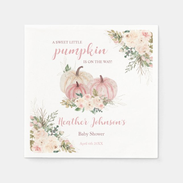 Serviette En Papier Petit Baby shower d'automne doux Citrouille (Devant)