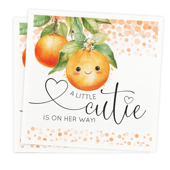 Serviette En Papier Petit Baby shower de Citrus orange Cutie (Sweet little cutie baby shower napkins.)