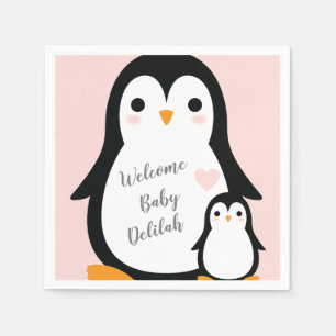 Serviette En Papier Petit Baby shower de pingouin bleu