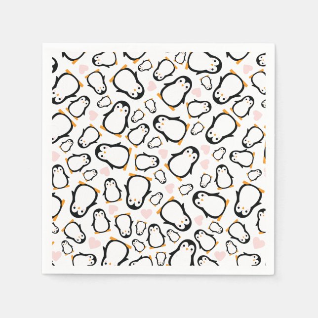 Serviette En Papier Petit Baby shower de pingouin bleu garçon (Devant)